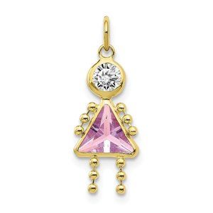 10K June Girl Birthstone Charm New Pendant Yellow Gold